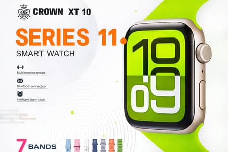 Crown X10 Series 11 Smartwatch - 7-in-1 Straps